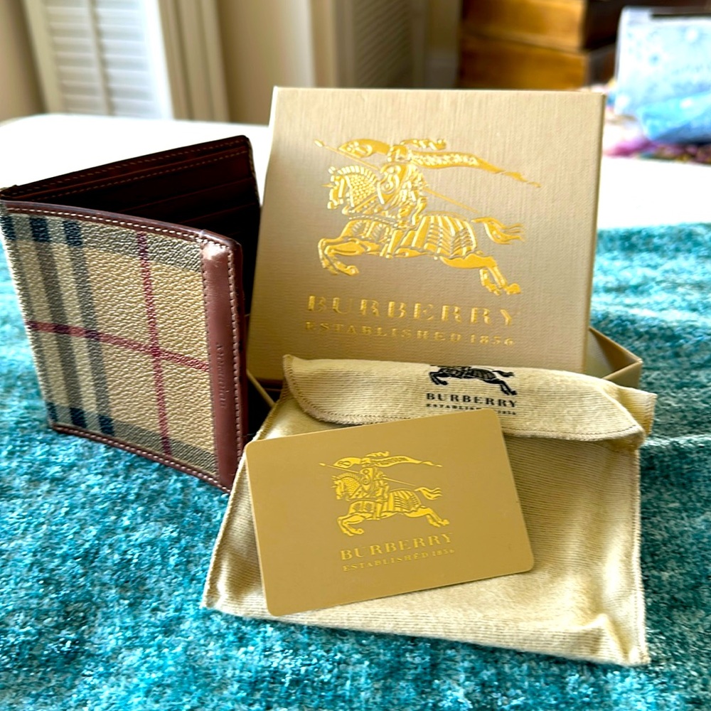 Burberry Plaid Wallet with Gold Accents
